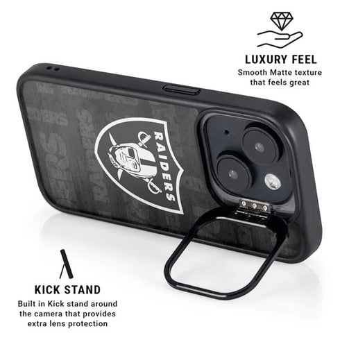 NFL Las Vegas Raiders Black & White iPhone 15 Kickstand Case